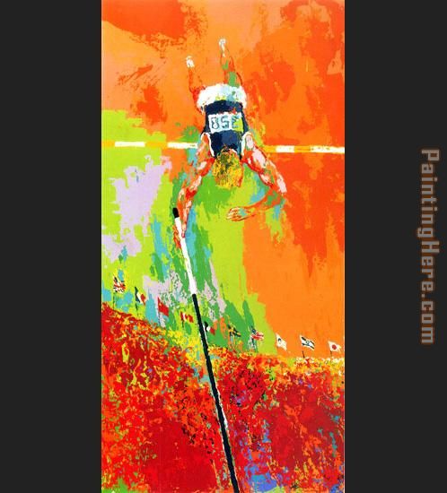 Olympic Pole Vaulting painting - Leroy Neiman Olympic Pole Vaulting art painting